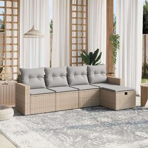 Polyrattan Kerti Ülőgarnitúra - 5 részes - Bézs