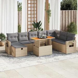 VidaXL Polyrattan Kerti Ülőgarnitúra - 9 részes, Bézs