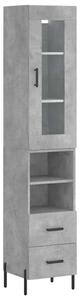 Modern Magasszekrény - Betonszürke - 34,5x34x180 cm