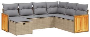 VidaXL Polyrattan Kerti Ülőgarnitúra - 7 részes - Bézs