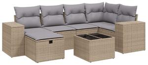 Polyrattan Kerti Ülőgarnitúra - 7 részes - Bézs