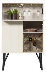 Krémszínű borovi fenyő bortartó szekrény, palackok száma 16, 90x146 cm Miller – WOOOD