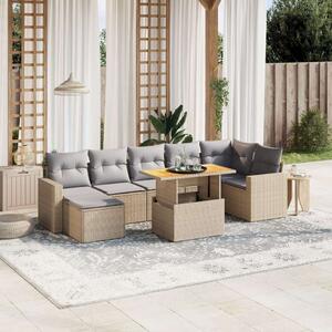VidaXL Polyrattan Kerti Ülőgarnitúra - 8 részes - Bézs