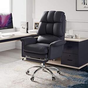 Luxus főnöki, vezetői irodai forgószék, extra puha ülőfelülettel, lábtartóval - Fekete