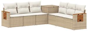 VidaXL Kanapé Szett 7 db Beige és Krémszínű Poli rattan és acél
