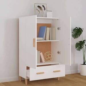 Modern Fehér Fa Szekrény - 70x31x115 cm - Fiókkal és Polcokkal