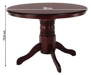 KONDELA Étkezőasztal, kerek, gesztenye, átmérő 106 cm, TABLOS
