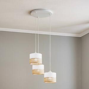 TK Lighting Linobianco lógó világítás, kerek, 3 izzós, dimmelhető, Fehér / opál, Nappali / Étkező, Textil / szövet / selyem, Modern