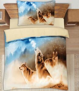 3D részes ágyneműhuzat Polycotton farkas 200x140cm+90x70cm TiaHome