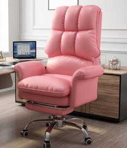 Luxus főnöki, vezetői irodai forgószék, extra puha ülőfelülettel, lábtartóval - Rózsaszín