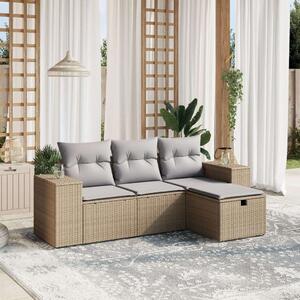 VidaXL Polyrattan Kerti Ülőgarnitúra - 4 részes - Bézs