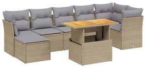 Polyrattan Kerti Ülőgarnitúra - 8 részes - Bézs