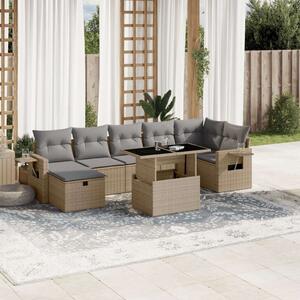 VidaXL Polyrattan Kerti Ülőgarnitúra - 8 részes - Bézs
