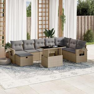 VidaXL Polyrattan Kerti Ülőgarnitúra - 9 részes - Bézs