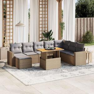 VidaXL Polyrattan Kerti Ülőgarnitúra - 9 részes - Bézs