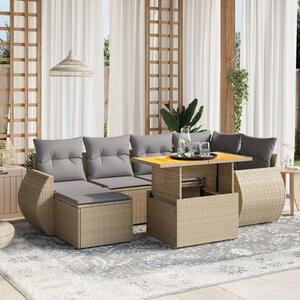VidaXL Polyrattan Kerti Ülőgarnitúra - 7 részes - Bézs