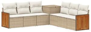 VidaXL Kanapé Szett 7 db Beige és Krémszínű Poli rattan és acél