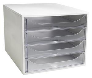 Irattároló, műanyag, 4 fiókos, EXACOMPTA Ecobox Office, szürke-áttetsző (EX228323D)