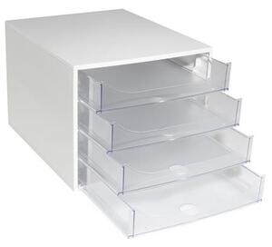 Irattároló, műanyag, 4 fiókos, EXACOMPTA Ecobox Office, szürke-áttetsző (EX228323D)