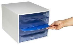 Irattároló, műanyag, 4 fiókos, EXACOMPTA Ecobox Linicolor, jégkék (EX228610D)