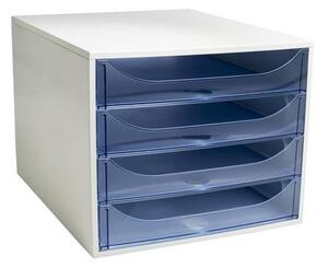 Irattároló, műanyag, 4 fiókos, EXACOMPTA Ecobox Linicolor, jégkék (EX228610D)