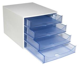 Irattároló, műanyag, 4 fiókos, EXACOMPTA Ecobox Linicolor, jégkék (EX228610D)