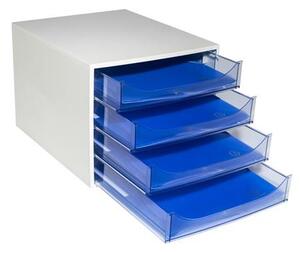 Irattároló, műanyag, 4 fiókos, EXACOMPTA Ecobox Linicolor, jégkék (EX228610D)