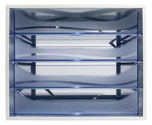 Irattároló, műanyag, 4 fiókos, EXACOMPTA Ecobox Linicolor, jégkék (EX228610D)