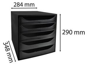 Irattároló, műanyag, 5 fiókos, EXACOMPTA Ecobox ExoBlack, fekete (EX229014D)