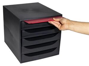 Irattároló, műanyag, 5 fiókos, EXACOMPTA Ecobox ExoBlack, fekete (EX229014D)