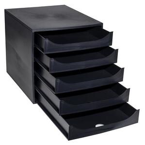 Irattároló, műanyag, 5 fiókos, EXACOMPTA Ecobox ExoBlack, fekete (EX229014D)