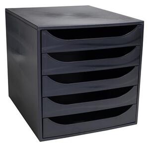 Irattároló, műanyag, 5 fiókos, EXACOMPTA Ecobox ExoBlack, fekete (EX229014D)