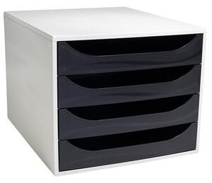 Irattároló, műanyag, 4 fiókos, EXACOMPTA Ecobox Office, szürke-fekete (EX2286014D)
