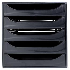 Irattároló, műanyag, 5 fiókos, EXACOMPTA Ecobox ExoBlack, fekete (EX229014D)