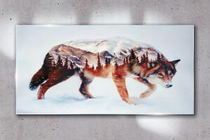 Üvegkép Absztrakciós farkas erdő tél