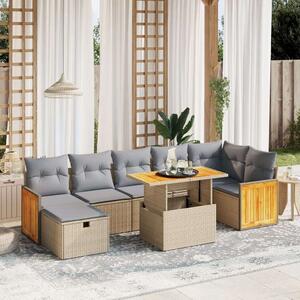 Polyrattan Kerti Ülőgarnitúra - 8 részes - Bézs