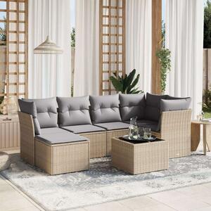 VidaXL Polyrattan Kerti Ülőgarnitúra - 7 részes, Bézs