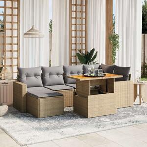 VidaXL Polyrattan Kerti Ülőgarnitúra - 7 részes - Bézs