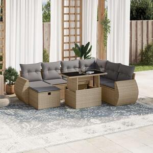 Polyrattan Kerti Ülőgarnitúra - 8 részes - Bézs