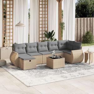Polyrattan Kerti Ülőgarnitúra - 8 részes - Bézs