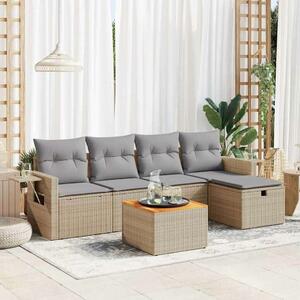 VidaXL Polyrattan Kerti Ülőgarnitúra - 6 részes - Bézs