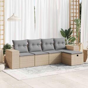 VidaXL Polyrattan Kerti Ülőgarnitúra - 5 részes - Bézs