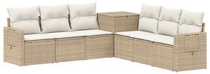 VidaXL Kanapé Szett 7 db Beige és Krémszínű Poli rattan és acél