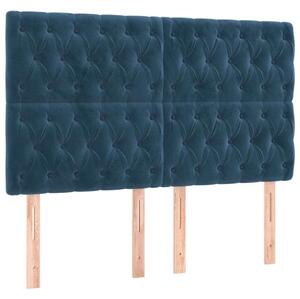 4 db sötétkék bársony fejtámla 80x7x78/88 cm