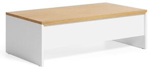 Fehér-natúr színű dohányzóasztal tölgyfa dekorral 60x110 cm Abilen – Kave Home