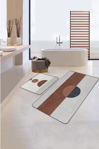 Fehér-barna fürdőszobai kilépő szett 2 db-os 60x100 cm – Mila Home