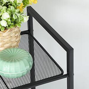 Fém polc, 3 szintes polc, bővíthető, állítható polcok, ipari design, fekete