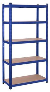 Fém polc 5 szintes, 875 kg teherbírással, 90 x 40 x 180 cm, kék