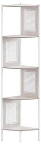 5 szintes sarokpolc, könyvespolc polirattan oldalakkal, 156x32x32 cm, zab bézs