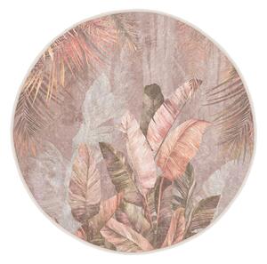 Világos rózsaszín mosható kerek szőnyeg ø 100 cm Dusty Leaves – Mila Home